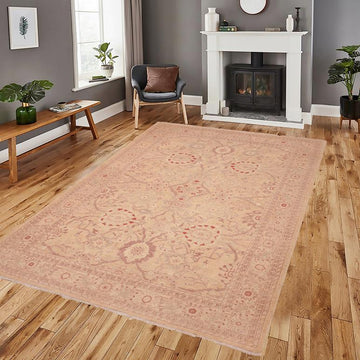 handmade Transitional Kafkaz Chobi Ziegler Tan Brown Hand Knotted RECTANGLE 100% WOOL area rug 6 x 9